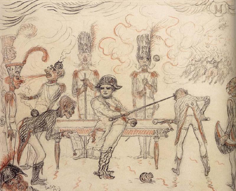 James Ensor Napoleon Playing Billiards